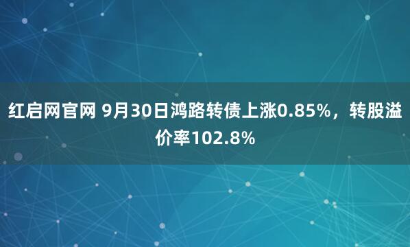 红启网官网 9月30日鸿路转债上涨0.85%，转股溢价率102.8%